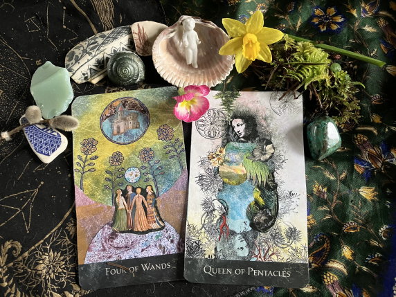 Four of Wands, Queen of Pentacles