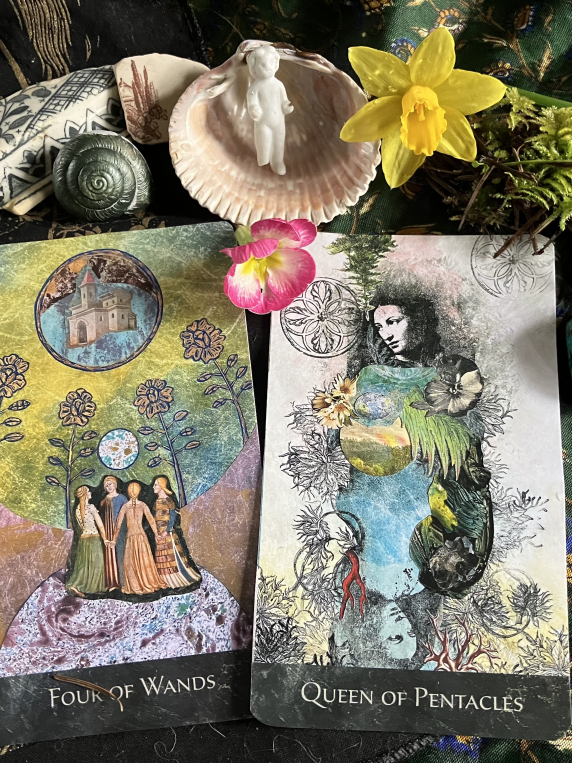 Four of Wands, Queen of Pentacles