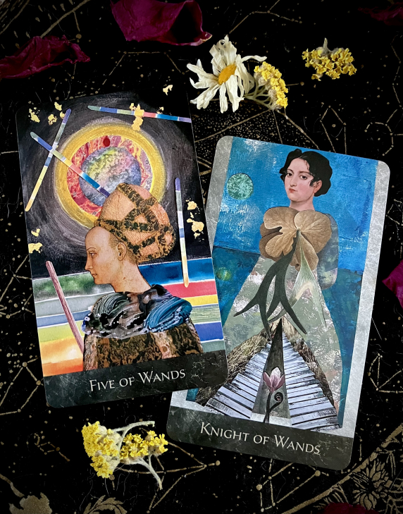 Five of Wands and Knight of Wands
