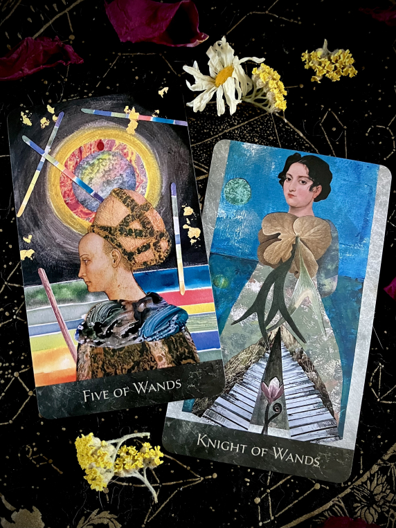Five of Wands and Knight of Wands